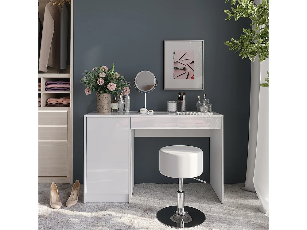 Vanity table white/white high gloss 119.8x50.1x76 sherry