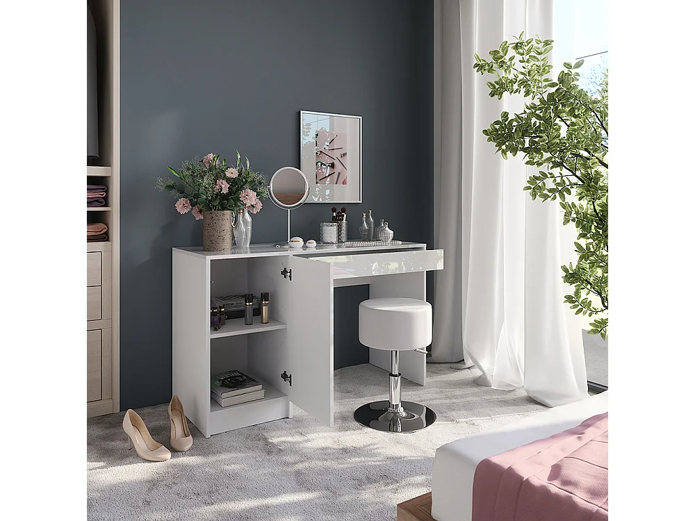Vanity table white/white high gloss 119.8x50.1x76 sherry
