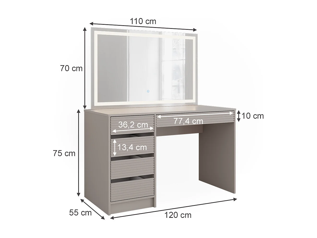 Dressing table cashmere 120x55x75 sherry