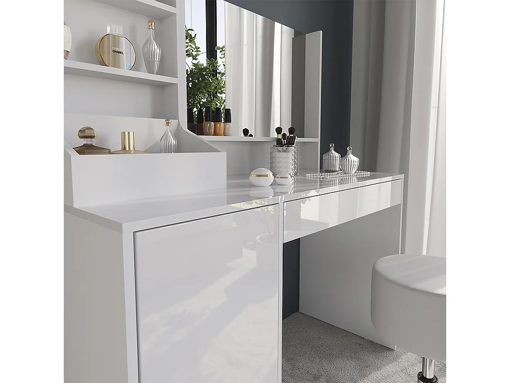 Coiffeuse blanc/blanc brillant 119.8x50.1x76 sherry