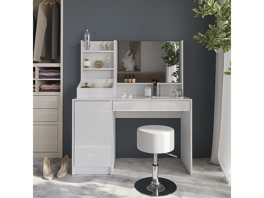 Vanity table white/white high gloss 119.8x50.1x76 sherry