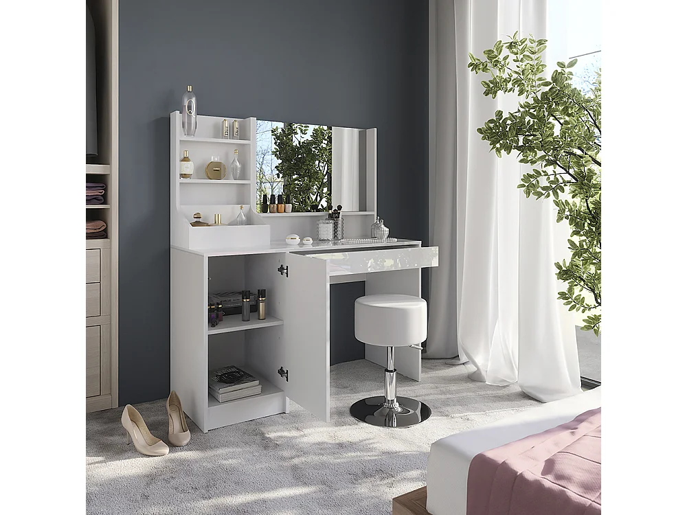Vanity table white/white high gloss 119.8x50.1x76 sherry