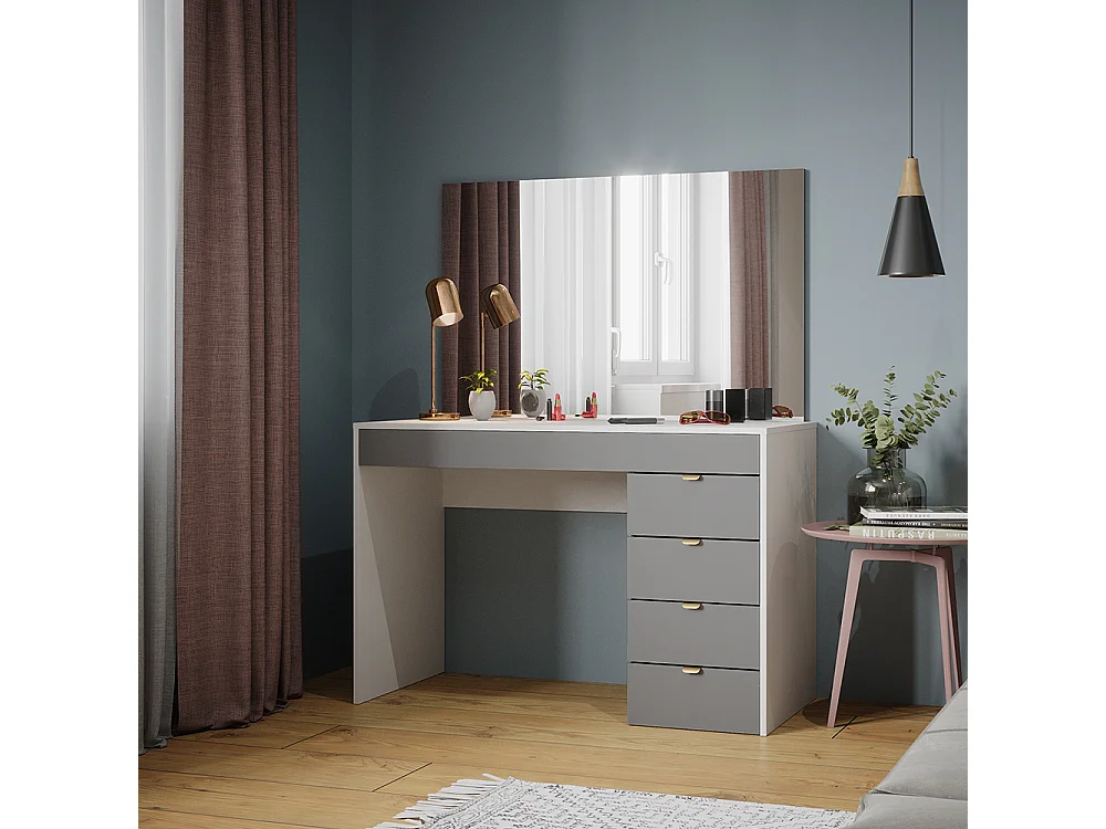 Coiffeuse blanc/gris/gris 115x55x76 elise