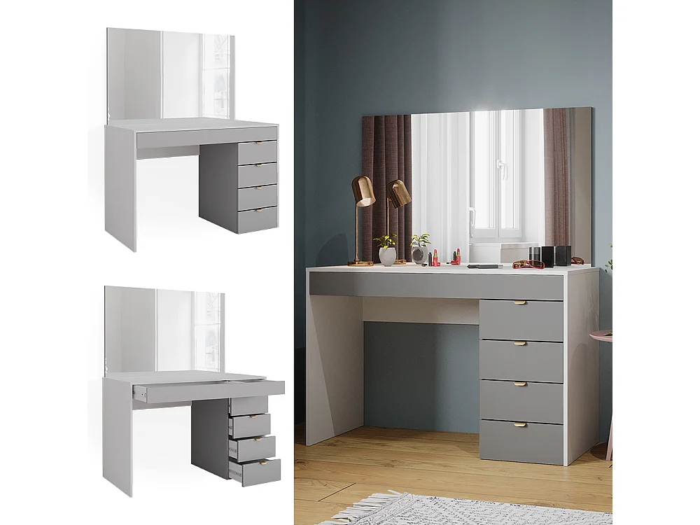 Coiffeuse blanc/gris/gris 115x55x76 elise