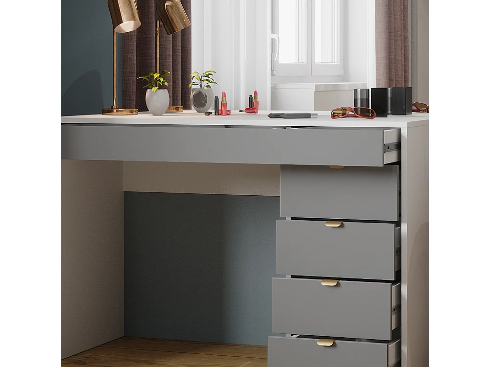 Coiffeuse blanc/gris/gris 115x55x76 elise