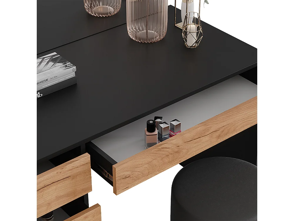 Tocador antracita/roble dorado 120x55x75 sherry