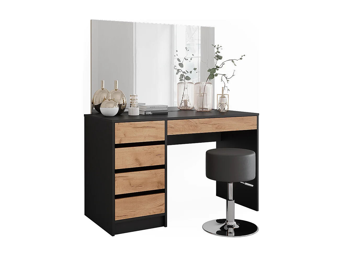 Coiffeuse anthracite/chêne doré 120x55x75 sherry