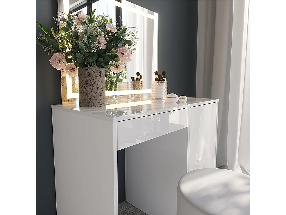 Tocador blanco/blanco alto brillo 89.8x50.1x76 sherry