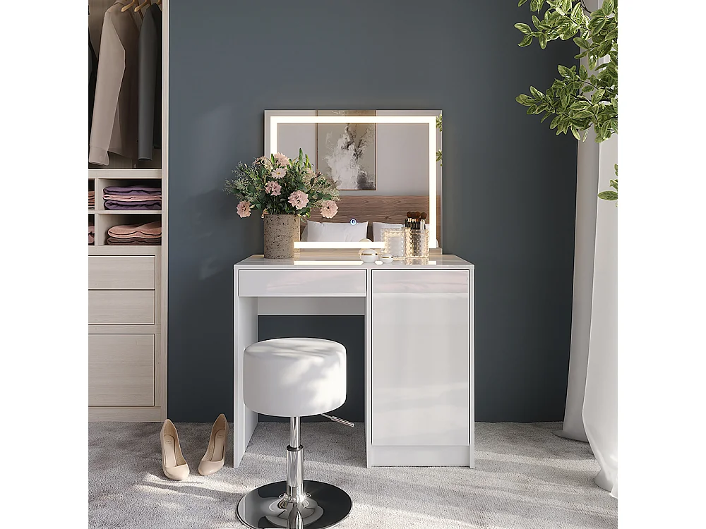 Vanity table white/white high gloss 89.8x50.1x76 sherry