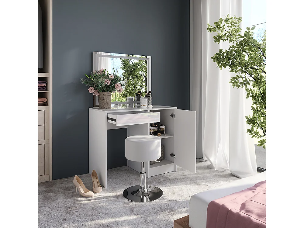 Vanity table white/white high gloss 89.8x50.1x76 sherry