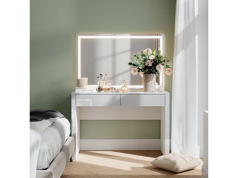 Tocador blanco alto brillo/blanco 110x50x75.5 annabelle