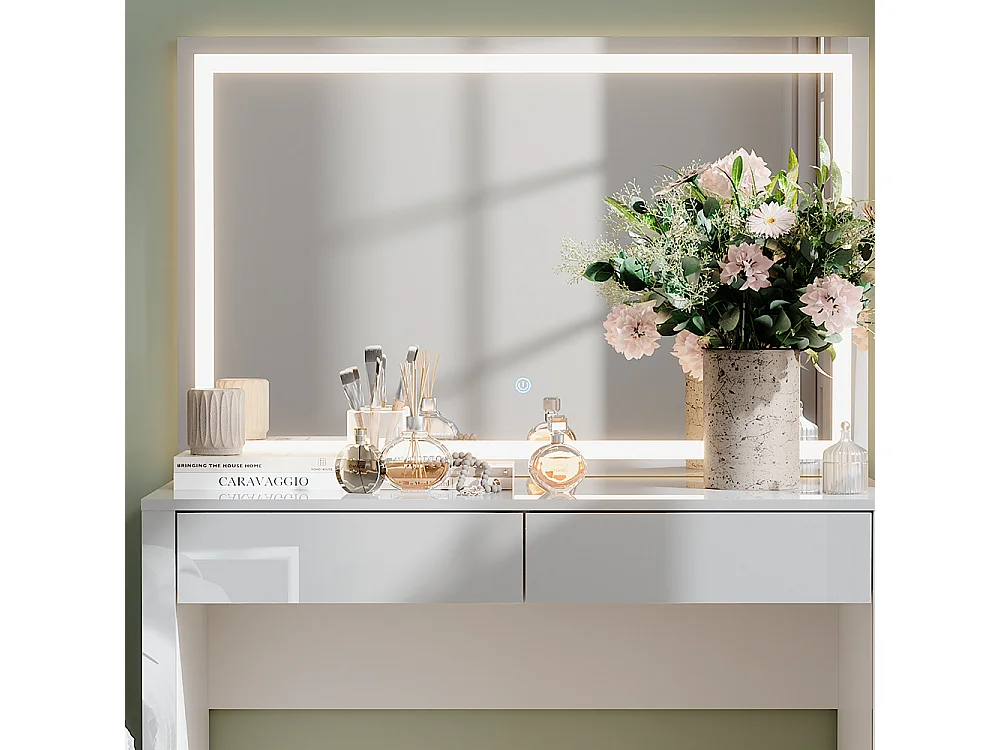 Dressing table white high gloss / white 110x50x75.5 annabelle