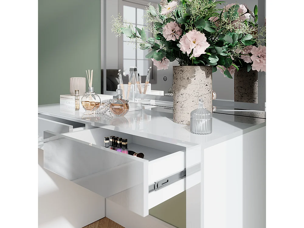 Dressing table white high gloss / white 110x50x75.5 annabelle
