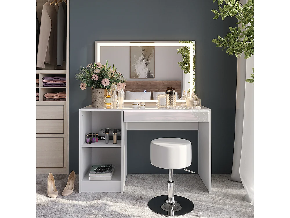 Coiffeuse blanc/blanc brillant 119.8x50.1x76 sherry