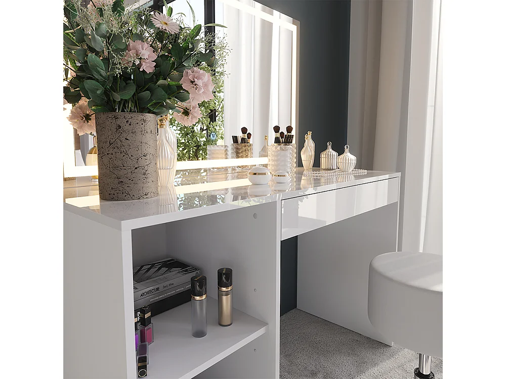 Coiffeuse blanc/blanc brillant 119.8x50.1x76 sherry