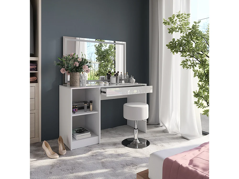 Coiffeuse blanc/blanc brillant 119.8x50.1x76 sherry