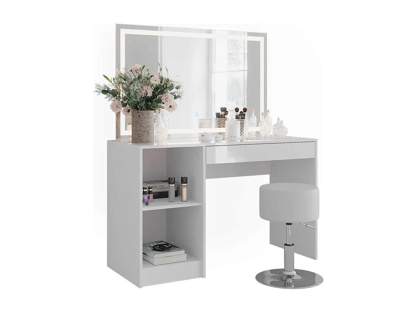 Coiffeuse blanc/blanc brillant 119.8x50.1x76 sherry