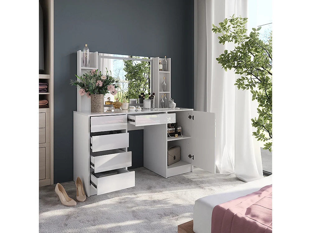 Vanity table white/white high gloss 128.2x50.1x76 sherry