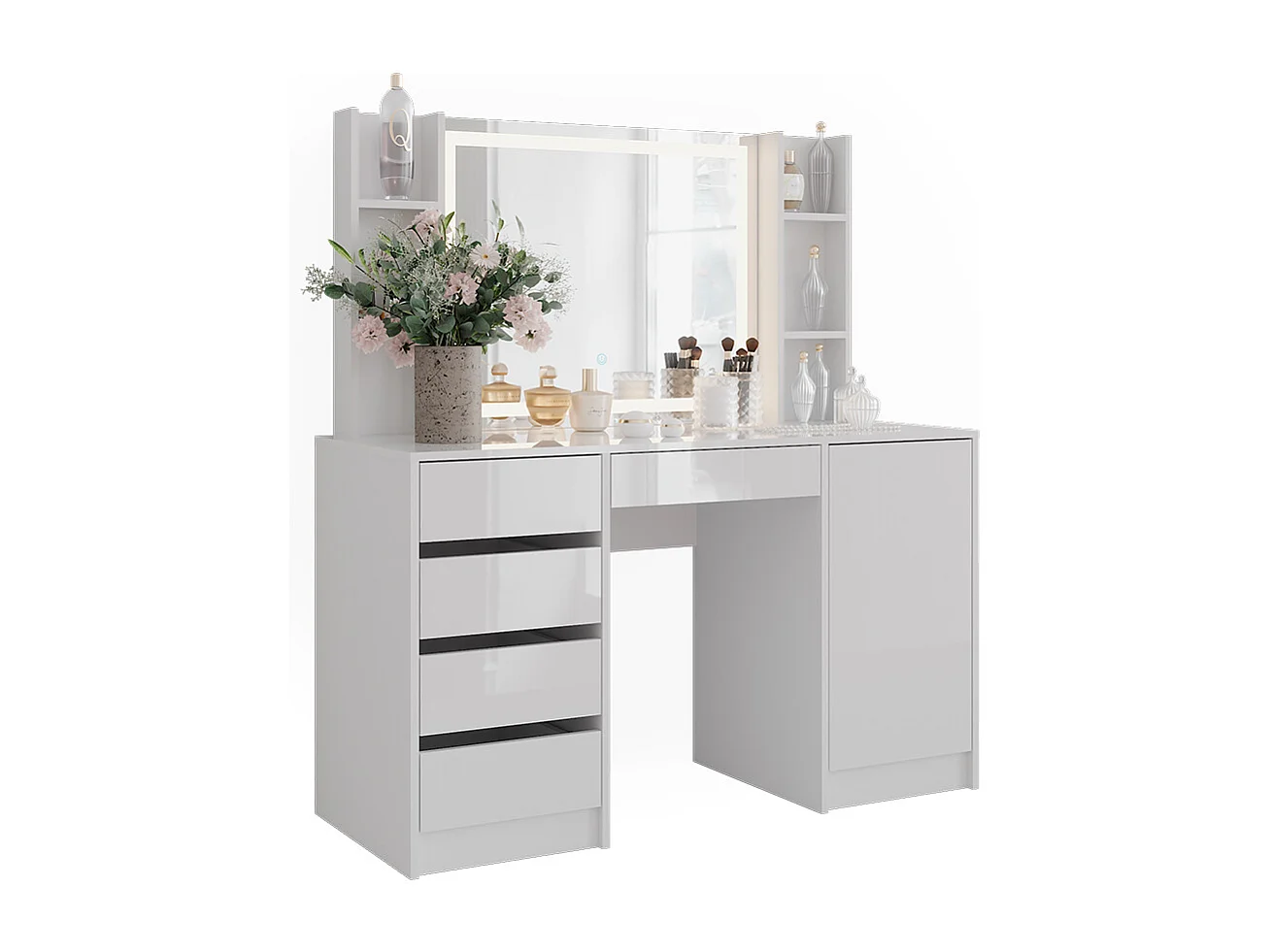 Vanity table white/white high gloss 128.2x50.1x76 sherry