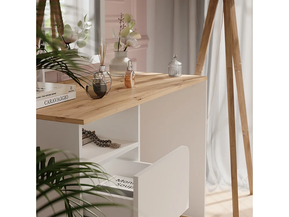 Coiffeuse blanc/artisan 110x55x75 karen