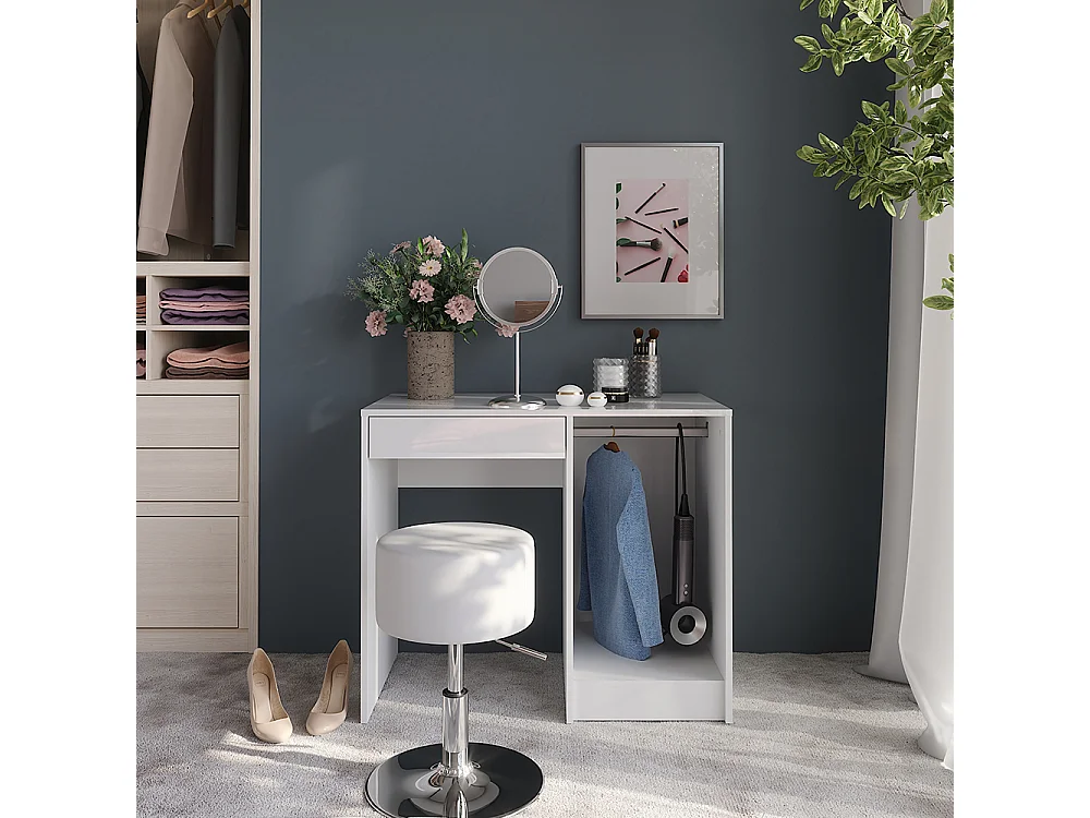 Vanity table white/white high gloss 89.8x50.1x76 sherry