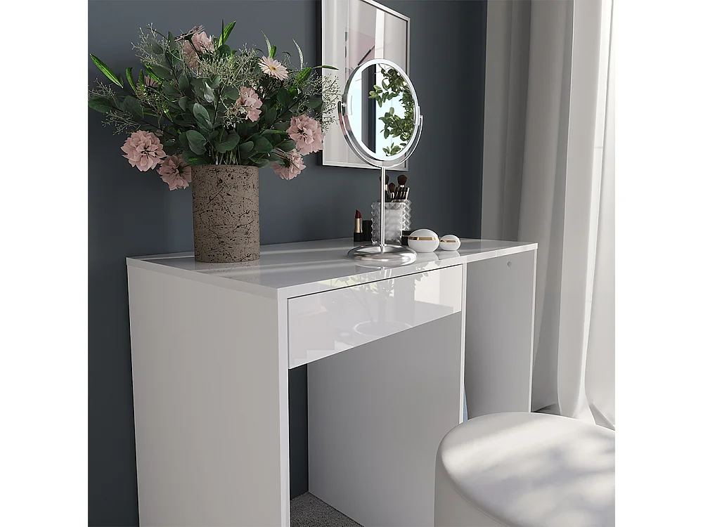 Vanity table white/white high gloss 89.8x50.1x76 sherry