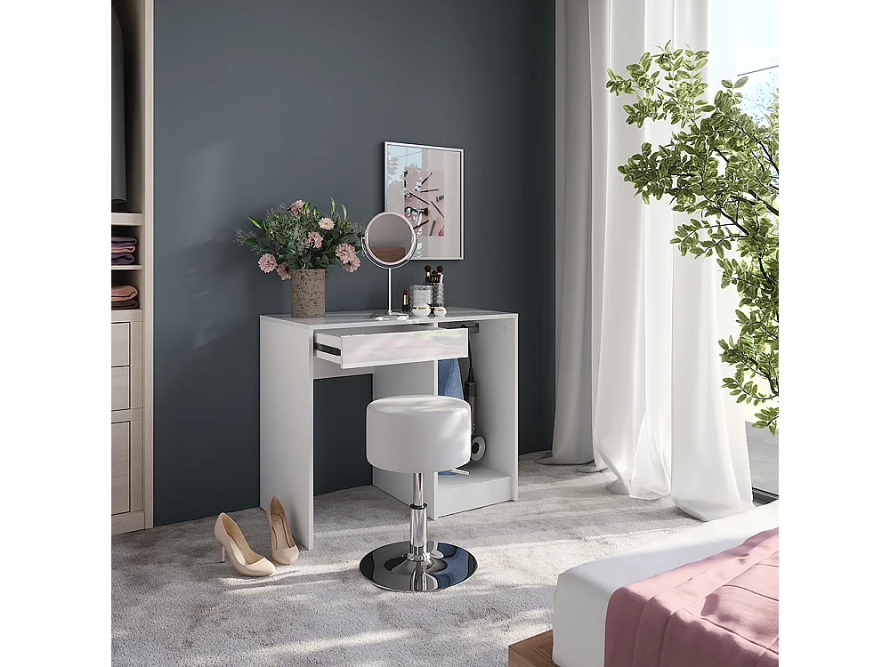 Vanity table white/white high gloss 89.8x50.1x76 sherry