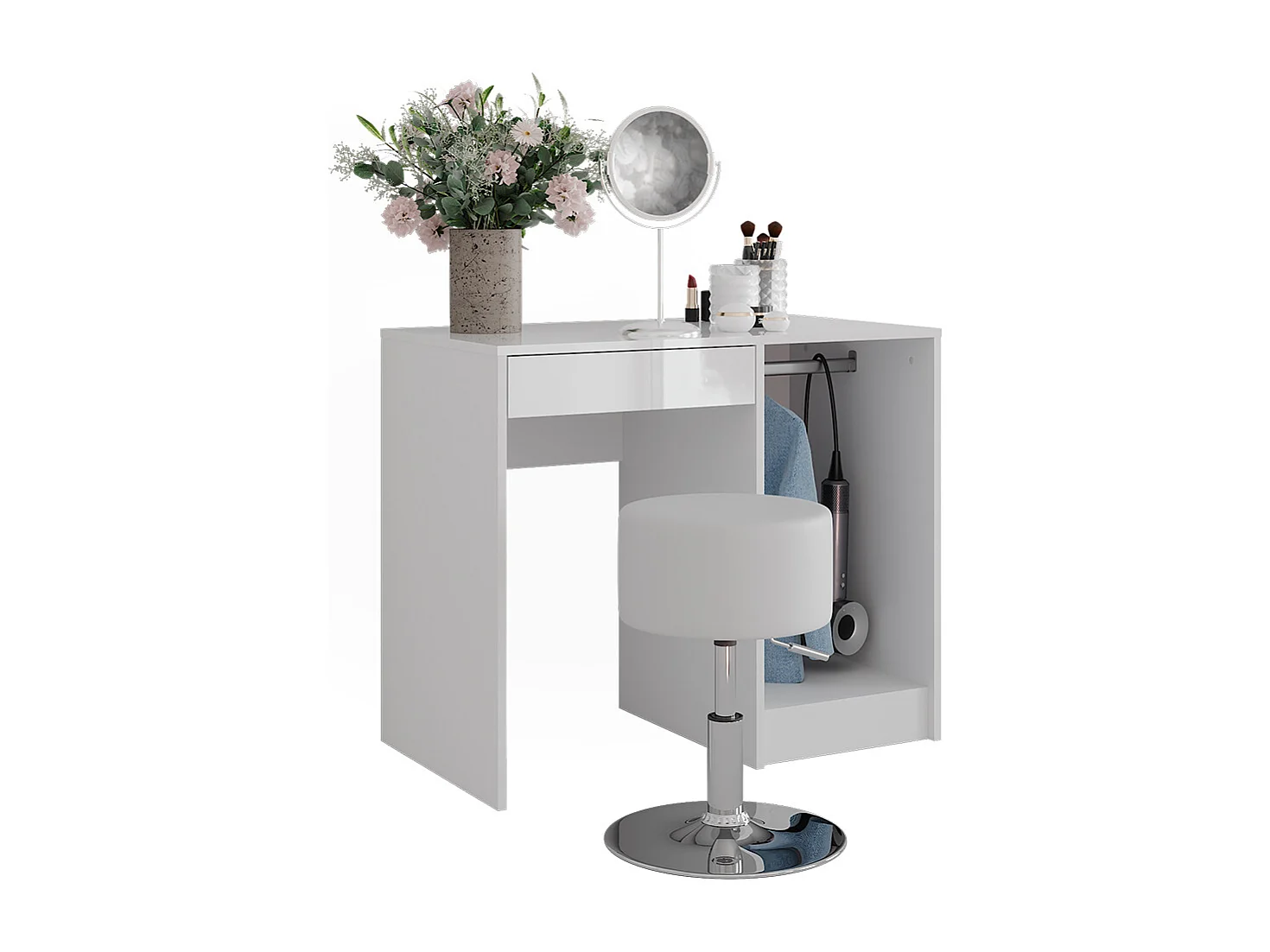 Vanity table white/white high gloss 89.8x50.1x76 sherry