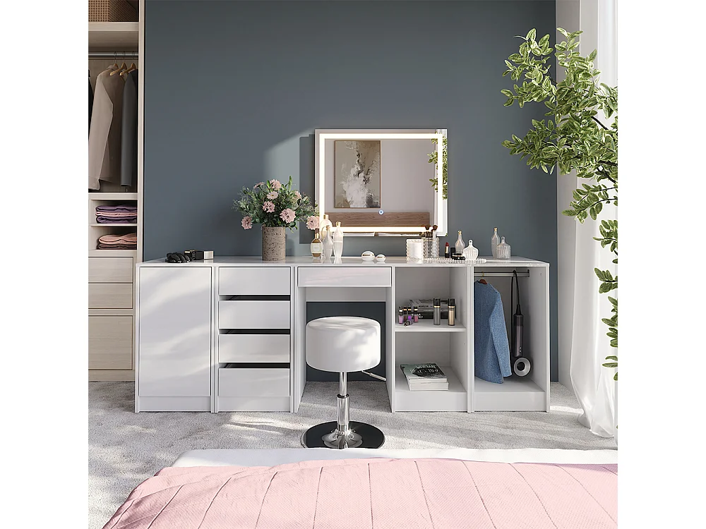 Vanity table white/white high gloss 89.8x50.1x76 sherry