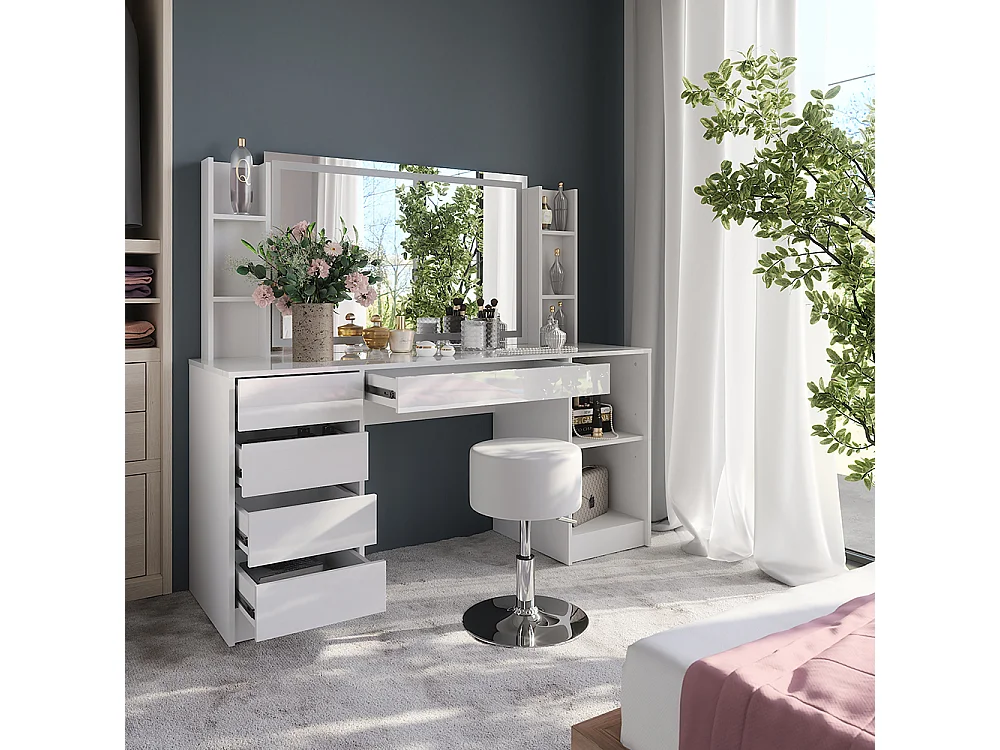 Penteadeira branco/branco brilhante 158.2x50.1x76 sherry