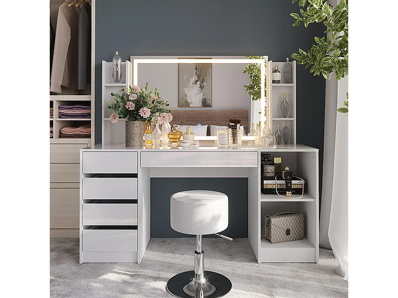 Penteadeira branco/branco brilhante 158.2x50.1x76 sherry