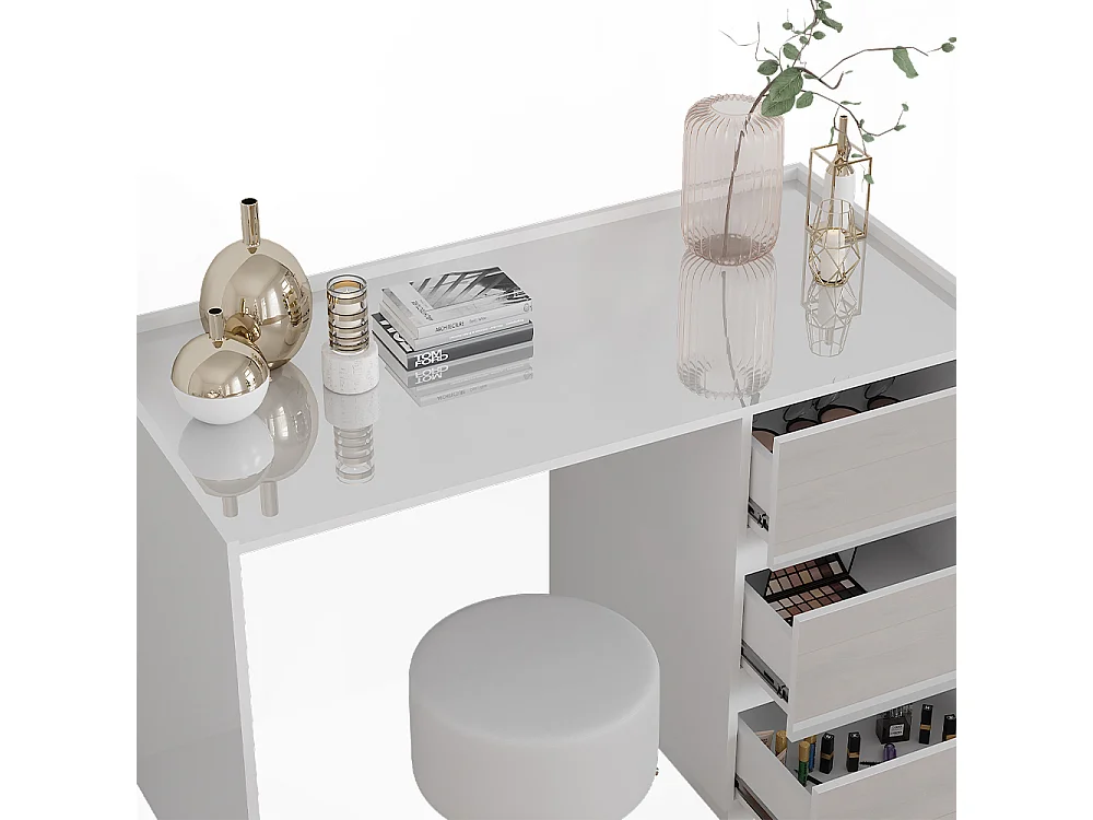 Coiffeuse blanc haute brillance 120x60x78.6 marla