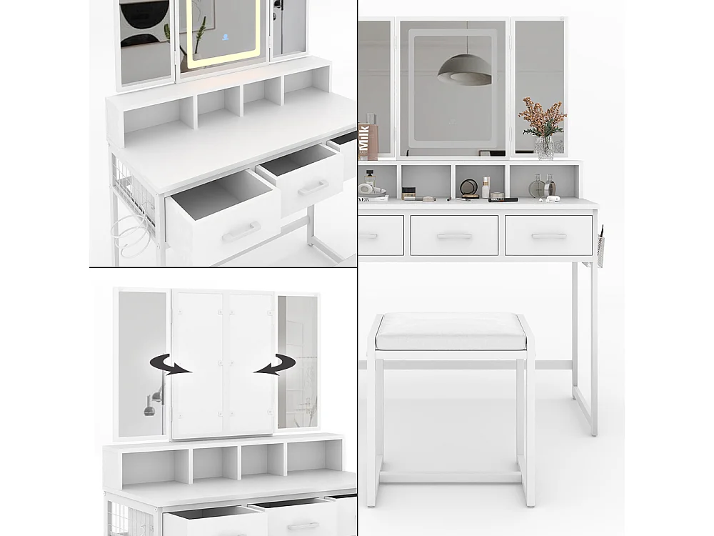 Tocador blanco 90x40x137.5 mavida