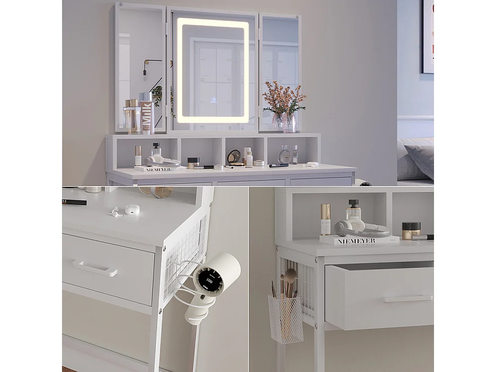 Coiffeuse blanc 90x40x137.5 mavida