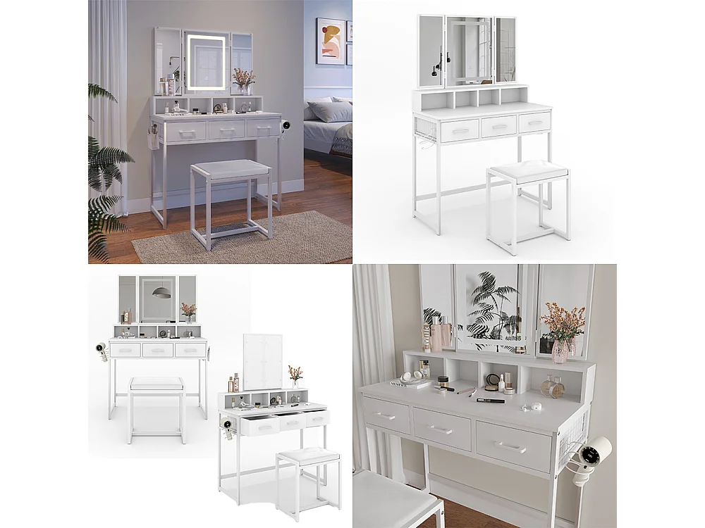 Coiffeuse blanc 90x40x137.5 mavida