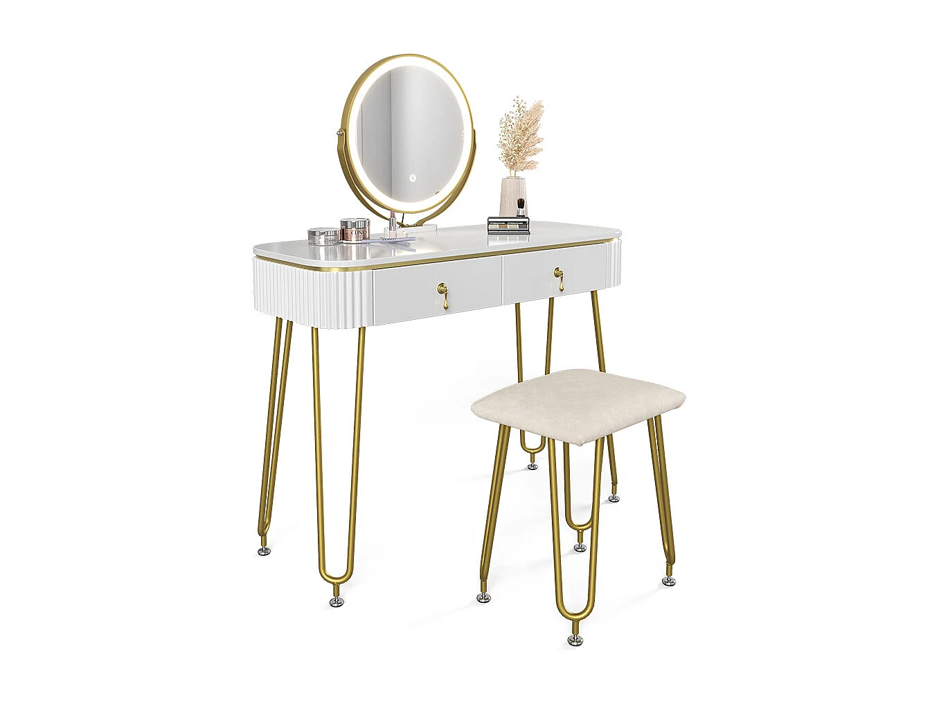 Coiffeuse blanc haute brillance 100x40x126 grace