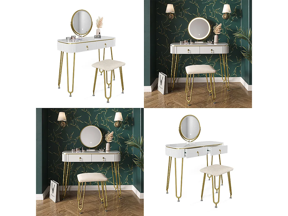 Coiffeuse blanc haute brillance 100x40x126 grace