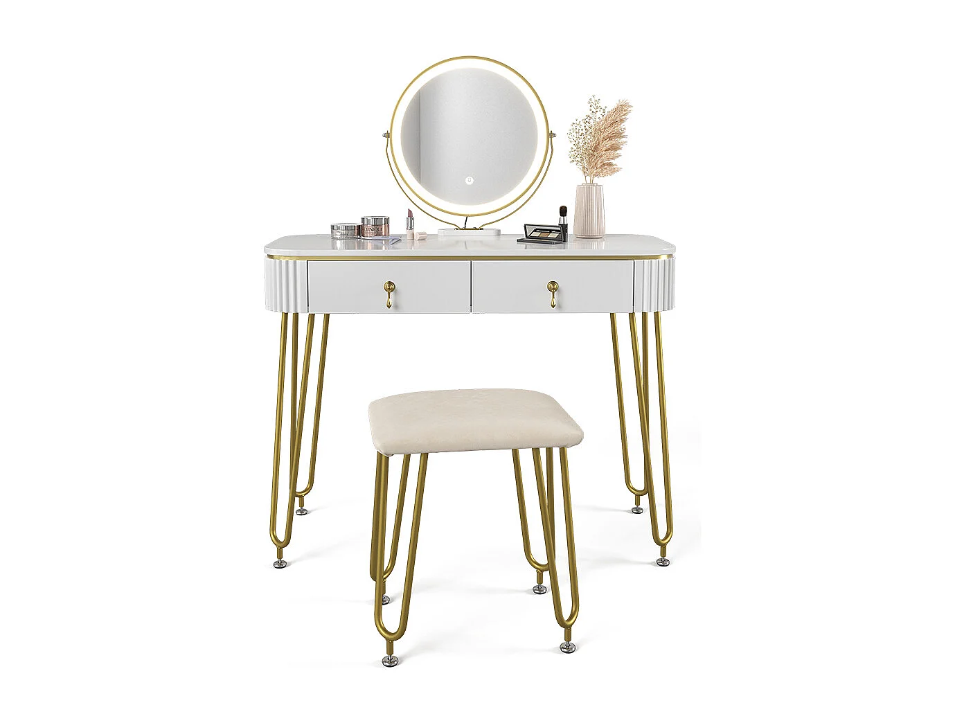 Coiffeuse blanc haute brillance 100x40x126 grace