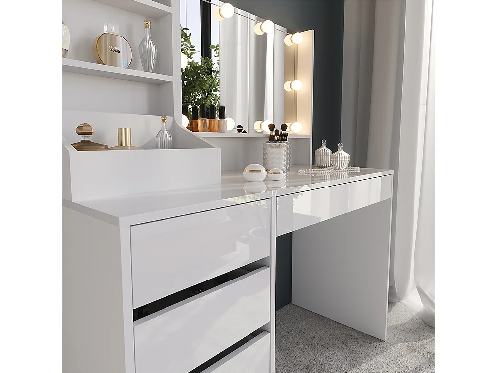 Vanity table white/white high gloss 119.8x50.1x76 sherry