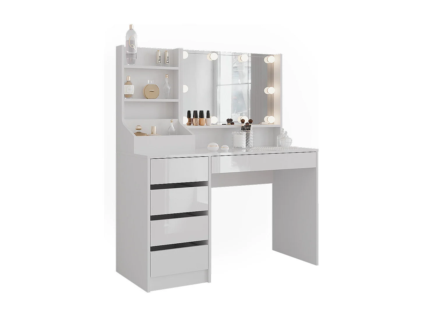 Vanity table white/white high gloss 119.8x50.1x76 sherry