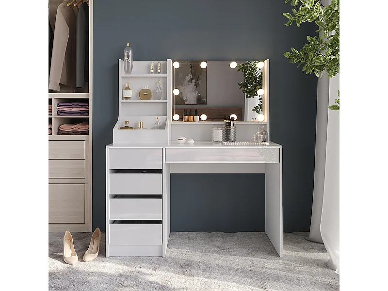 Coiffeuse blanc/blanc brillant 119.8x50.1x76 sherry