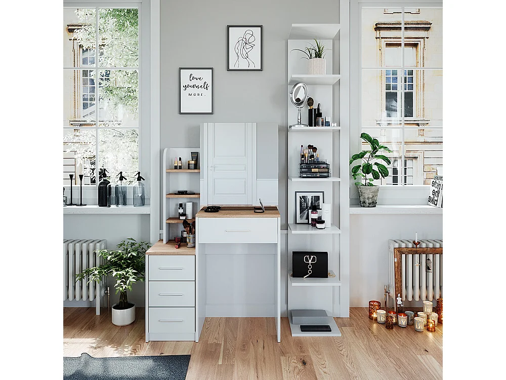 Coiffeuse blanc/sonoma 80x36x131.6 conrada