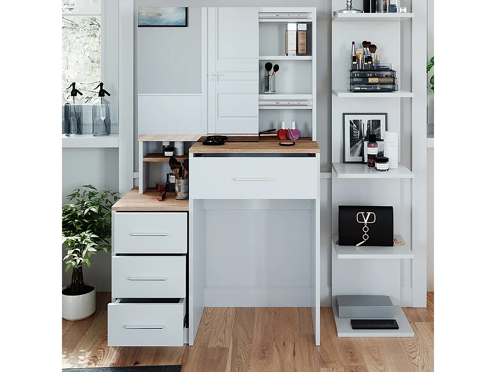 Vanity table white/sonoma 80x36x131.6 conrada