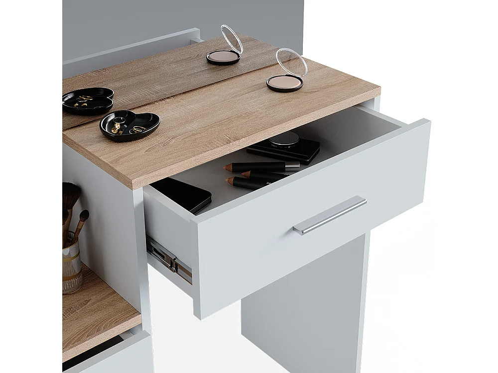 Vanity table white/sonoma 80x36x131.6 conrada