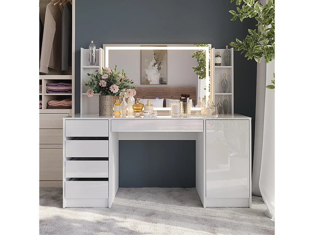 Kaptafel met licht wit/wit hoogglans 158.2x50.1x76 sherry