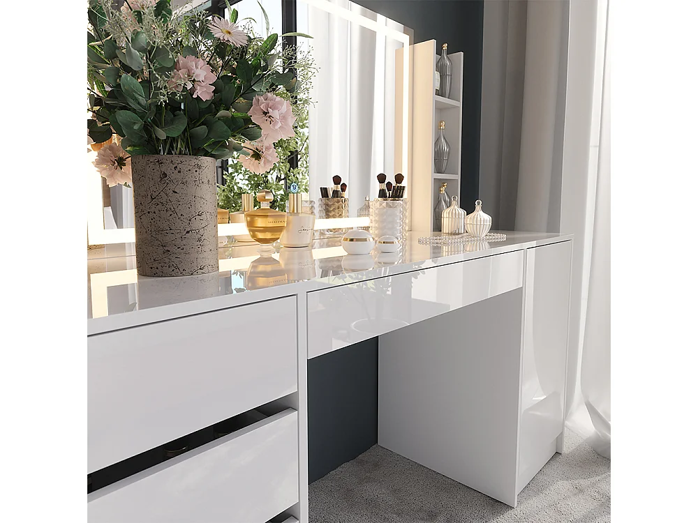 Kaptafel met licht wit/wit hoogglans 158.2x50.1x76 sherry