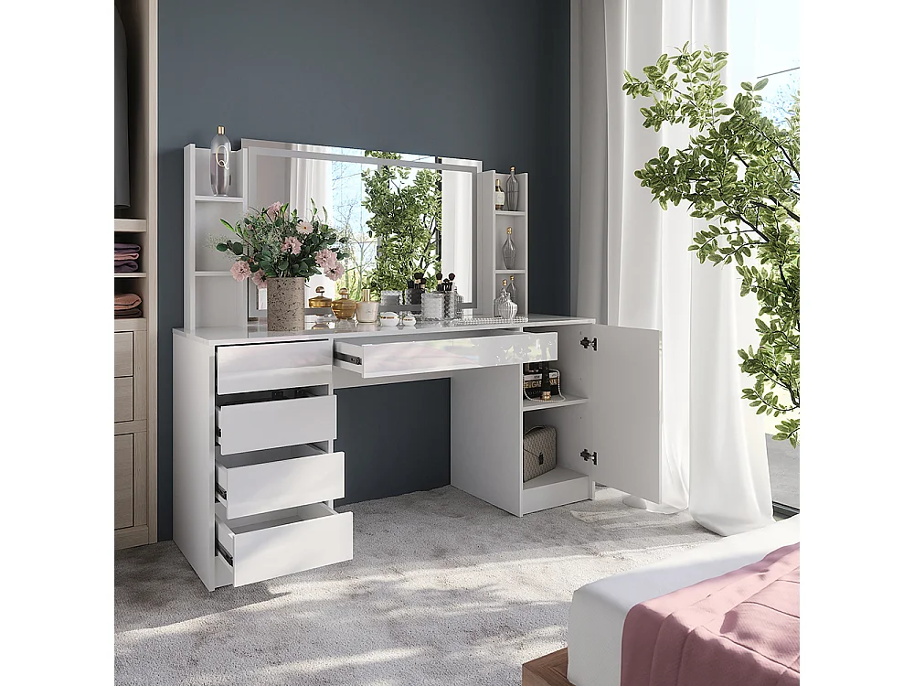 Kaptafel met licht wit/wit hoogglans 158.2x50.1x76 sherry