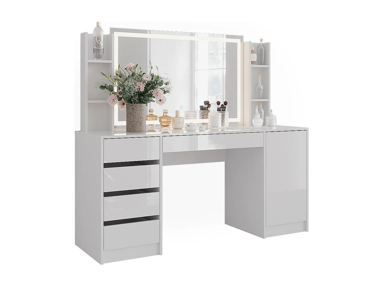 Kaptafel met licht wit/wit hoogglans 158.2x50.1x76 sherry