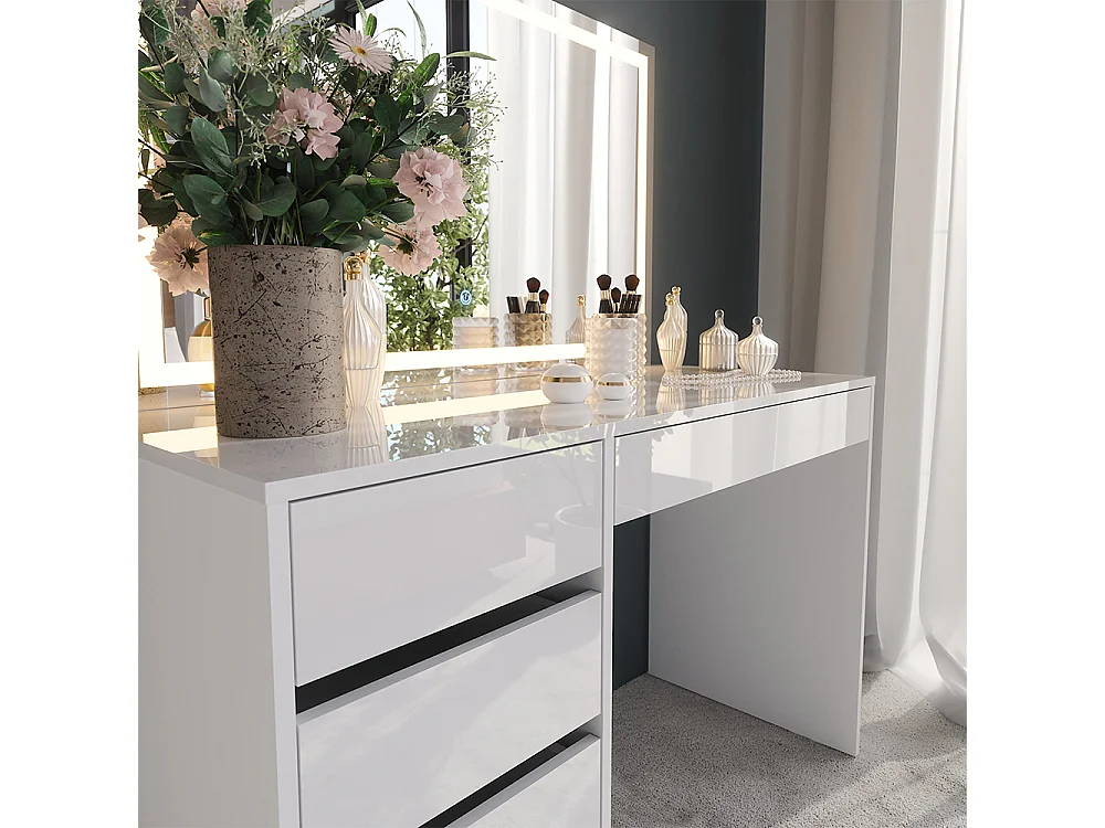 Kaptafel met licht wit/wit hoogglans 119.8x50.1x76 sherry