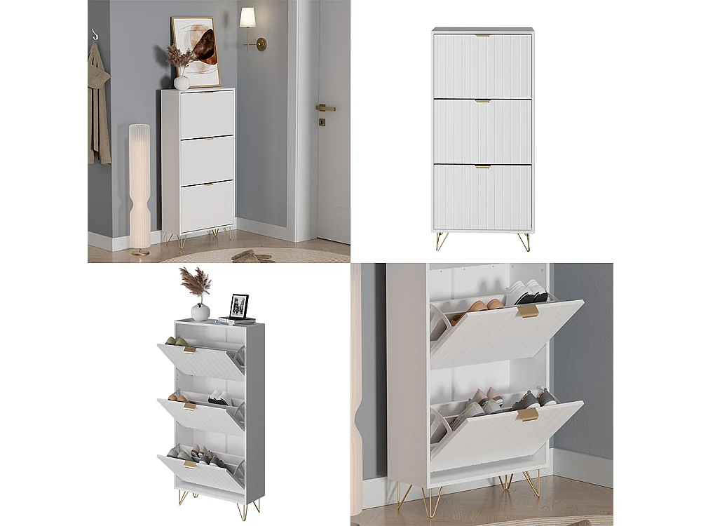 Armoire à chaussures blanc 60x23.5x128.5 helge